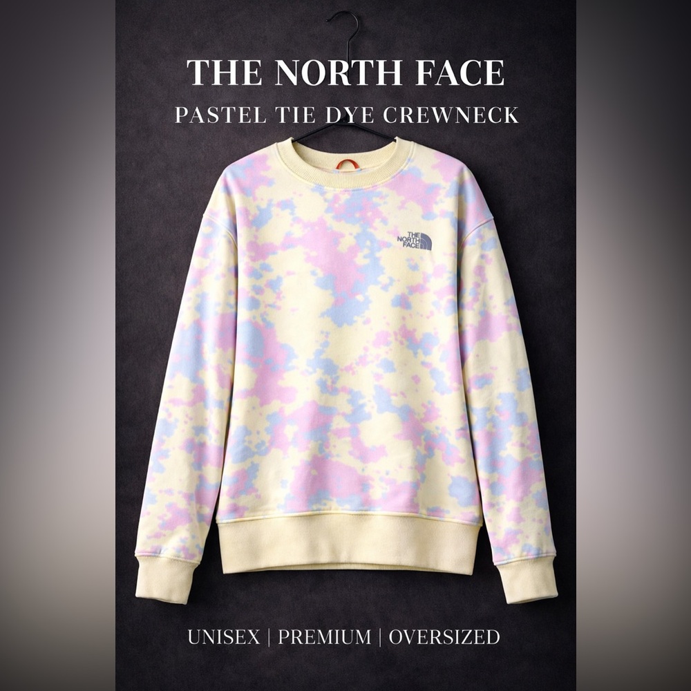 The North Face Tie Dye Crewneck Sweatshirt Pastel Unisex Womens Large Oversized